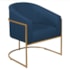 Kit 02 Poltronas Decorativas Sala de Estar Recepção Luiza Base de Ferro Dourado Suede Azul Marinho - Amarena Móveis