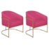 Kit 02 Poltronas Decorativas Sala de Estar Recepção Luiza Base de Ferro Dourado Suede Pink - Amarena Móveis