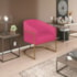 Kit 02 Poltronas Decorativas Sala de Estar Recepção Luiza Base de Ferro Dourado Suede Pink - Amarena Móveis