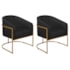 Kit 02 Poltronas Decorativas Sala de Estar Recepção Luiza Base de Ferro Dourado Suede Preto - Amarena Móveis