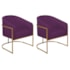 Kit 02 Poltronas Decorativas Sala de Estar Recepção Luiza Base de Ferro Dourado Suede Roxo - Amarena Móveis