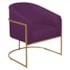 Kit 02 Poltronas Decorativas Sala de Estar Recepção Luiza Base de Ferro Dourado Suede Roxo - Amarena Móveis