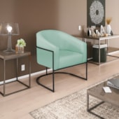 Kit 02 Poltronas Decorativas Sala de Estar Recepção Luiza Base de Ferro Preto Suede Azul Tiffany - Amarena Móveis