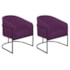 Kit 02 Poltronas Decorativas Sala de Estar Recepção Luiza Base de Ferro Preto Suede Roxo - Amarena Móveis