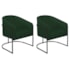 Kit 02 Poltronas Decorativas Sala de Estar Recepção Luiza Base de Ferro Preto Suede Verde - Amarena Móveis