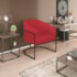 Kit 02 Poltronas Decorativas Sala de Estar Recepção Luiza Base de Ferro Preto Suede Vermelho - Amarena Móveis