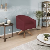Kit 02 Poltronas Decorativas Sala de Estar Recepção Luiza Base Giratória de Madeira Suede Bordô - Amarena Móveis