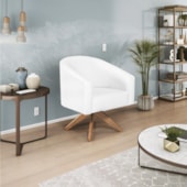 Kit 02 Poltronas Decorativas Sala de Estar Recepção Luiza Base Giratória de Madeira Suede Branco - Amarena Móveis