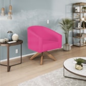 Kit 02 Poltronas Decorativas Sala de Estar Recepção Luiza Base Giratória de Madeira Suede Pink - Amarena Móveis