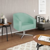 Kit 02 Poltronas Decorativas Sala de Estar Recepção Luiza Base Giratória de Metal Suede Azul Ciano - Amarena Móveis