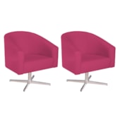 Kit 02 Poltronas Decorativas Sala de Estar Recepção Luiza Base Giratória de Metal Suede Pink - Amarena Móveis