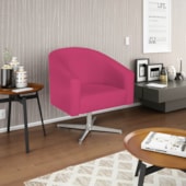Kit 02 Poltronas Decorativas Sala de Estar Recepção Luiza Base Giratória de Metal Suede Pink - Amarena Móveis