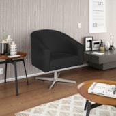 Kit 02 Poltronas Decorativas Sala de Estar Recepção Luiza Base Giratória de Metal Suede Preto - Amarena Móveis