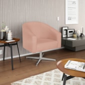 Kit 02 Poltronas Decorativas Sala de Estar Recepção Luiza Base Giratória de Metal Suede Rosê - Amarena Móveis