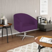 Kit 02 Poltronas Decorativas Sala de Estar Recepção Luiza Base Giratória de Metal Suede Roxo - Amarena Móveis