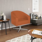 Kit 02 Poltronas Decorativas Sala de Estar Recepção Luiza Base Giratória de Metal Suede Terracota - Amarena Móveis