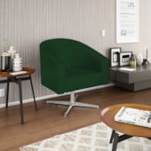 Kit 02 Poltronas Decorativas Sala de Estar Recepção Luiza Base Giratória de Metal Suede Verde - Amarena Móveis