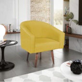 Kit 02 Poltronas Decorativas Sala de Estar Recepção Luiza Pés Palito Suede Amarelo - Amarena Móveis