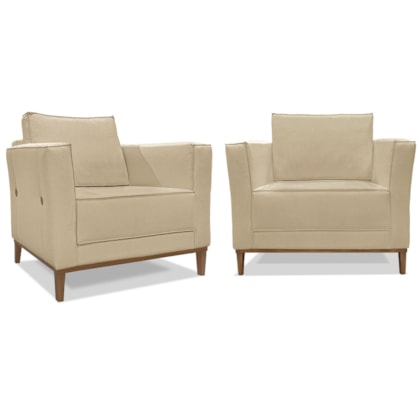 Kit 02 Poltronas Escritório Recepção Sala Dinamarca SPZ Linho Dourado