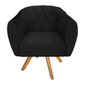 Kit 02 Poltronas Grazi Base Giratória de Madeira Suede Preto - Amarena Móveis