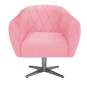 Kit 02 Poltronas Grazi Base Giratória de Metal Suede Rosa Bebê - Amarena Móveis