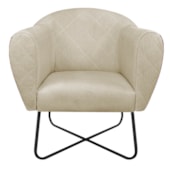 Kit 02 Poltronas Grazi Base X Preta Sintético Nozes Linho Bege - Amarena Móveis