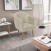 Kit 02 Poltronas Grazi Pés Palito Linho Bege - Amarena Móveis