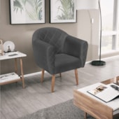 Kit 02 Poltronas Grazi Pés Palito Linho Cinza Escuro - Amarena Móveis