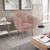 Kit 02 Poltronas Grazi Pés Palito Linho Rosê - Amarena Móveis