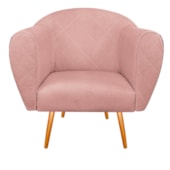 Kit 02 Poltronas Grazi Pés Palito Sintético Nozes Linho Rosê - Amarena Móveis
