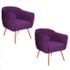 Kit 02 Poltronas Grazi Pés Palito Suede Roxo - Amarena Móveis