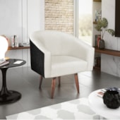 Kit 02 Poltronas Luiza Pés Palito Factor Preto e Linho Bege - Amarena Móveis