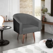 Kit 02 Poltronas Luiza Pés Palito Factor Preto e Linho Cinza Escuro - Amarena Móveis