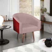 Kit 02 Poltronas Luiza Pés Palito Factor Vermelho e Linho Rosê - Amarena Móveis