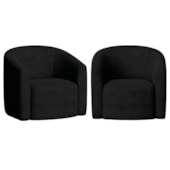 Kit 02 Poltronas Luxo Decorativa Luiza Max Linho Preto