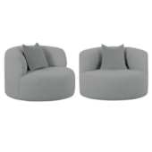 Kit 02 Poltronas Orgânica Maitê Luxo Sala Recepção Decorativa Bouclé Cinza