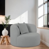 Kit 02 Poltronas Orgânica Maitê Luxo Sala Recepção Decorativa Bouclé Cinza