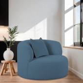 Kit 02 Poltronas Orgânica Maitê Luxo Sala Recepção Decorativa Linho Azul Royal