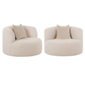 Kit 02 Poltronas Orgânica Maitê Luxo Sala Recepção Decorativa Linho Bege