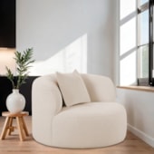 Kit 02 Poltronas Orgânica Maitê Luxo Sala Recepção Decorativa Linho Bege