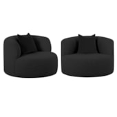 Kit 02 Poltronas Orgânica Maitê Luxo Sala Recepção Decorativa Linho Preto