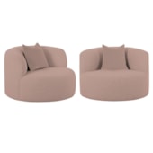Kit 02 Poltronas Orgânica Maitê Luxo Sala Recepção Decorativa Linho Rose
