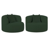 Kit 02 Poltronas Orgânica Maitê Luxo Sala Recepção Decorativa Linho Verde