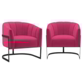 Kit 2 Kit 2 Poltronas Decorativas Sala de Estar Recepção Mavie Base de Ferro Preto Suede Pink - Amarena Móveis Decorativas Sala de Estar Recepção Mavie Base de Ferro Preto Suede Pink