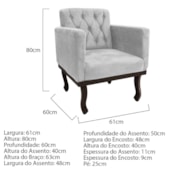 Kit 2 Poltronas Classic Linho Cinza Claro
