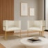 Kit 2 Poltronas Dália Luxo Moderna Estofada Design Sofisticado com Base de Ferro Dourado Bouclé Bege