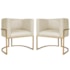 Kit 2 Poltronas Dália Luxo Moderna Estofada Design Sofisticado com Base de Ferro Dourado Bouclé Bege