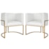 Kit 2 Poltronas Dália Luxo Moderna Estofada Design Sofisticado com Base de Ferro Dourado Bouclé Branco