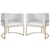 Kit 2 Poltronas Dália Luxo Moderna Estofada Design Sofisticado com Base de Ferro Dourado Corano Branco