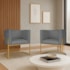 Kit 2 Poltronas Dália Luxo Moderna Estofada Design Sofisticado com Base de Ferro Dourado Corano Cinza
